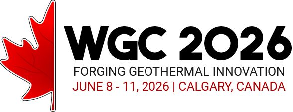 Banner for WGC 2026: Forging Geothermal Innovation; June 8–11, 2026, Calgary, Canada, with a red maple leaf graphic.